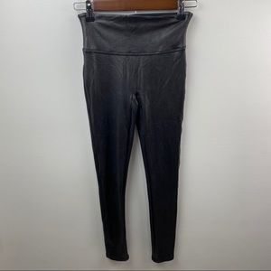 spanx faux leather leggings black small petite